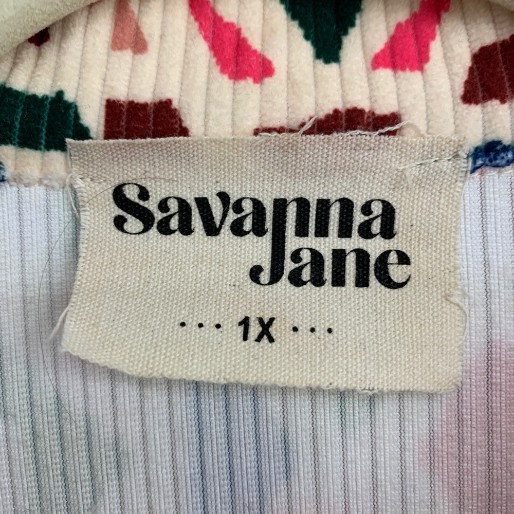 Savanna Jane Aztec Print Corduroy Shirt Jacket Sz 1X - Picture 8 of 12